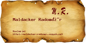 Maldacker Radomér névjegykártya